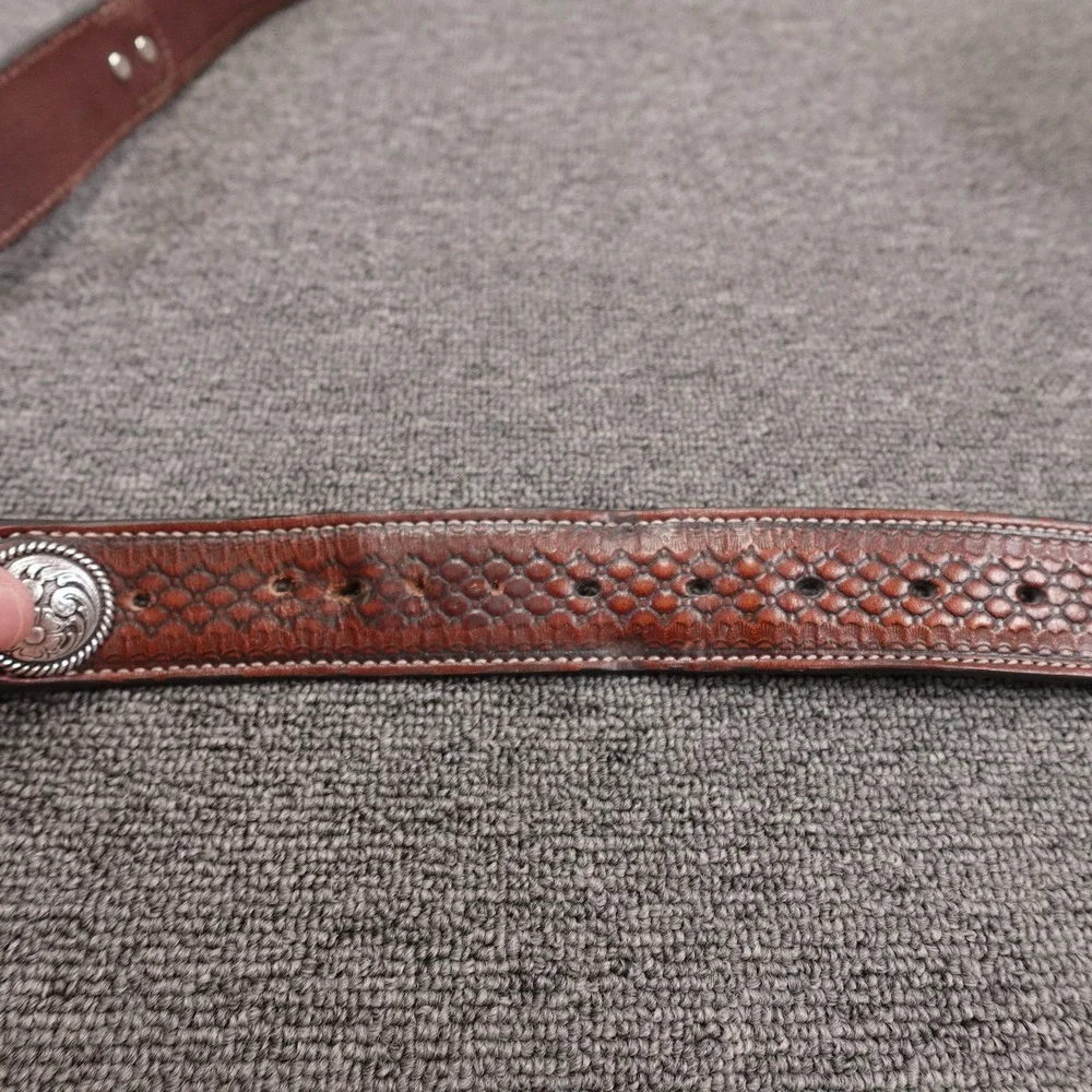 Ariat Belt Mens 42 Brown Leather Beaded Western Concho Geometric Adjustable